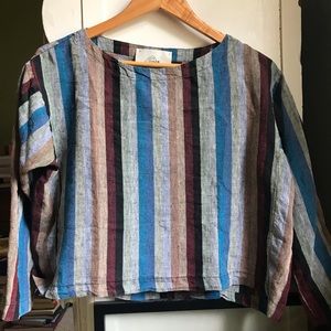Beautiful Sugar Candy Mountain striped linen top, size M